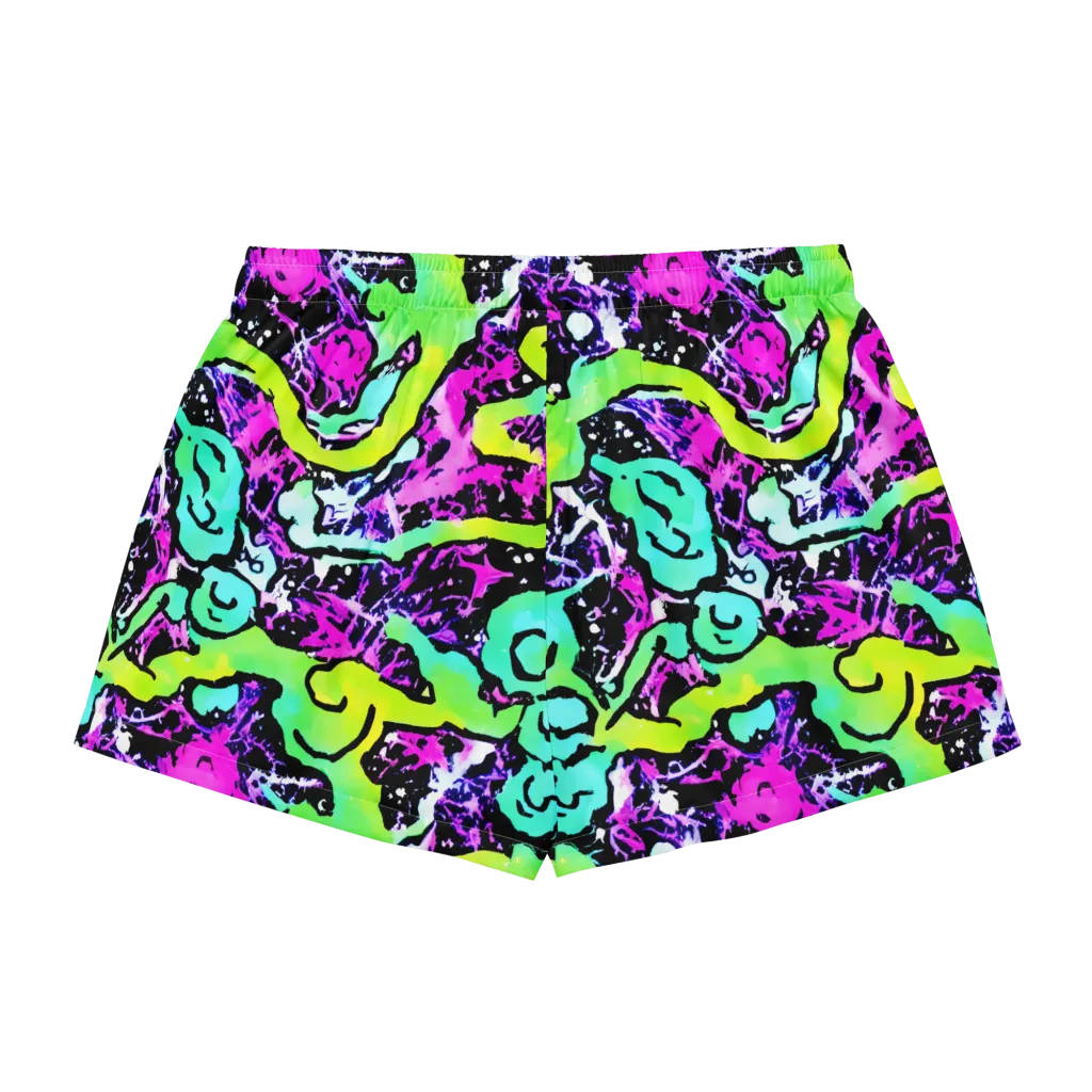 Psychedelic Stampede on Women's Pajama Shorts — Back