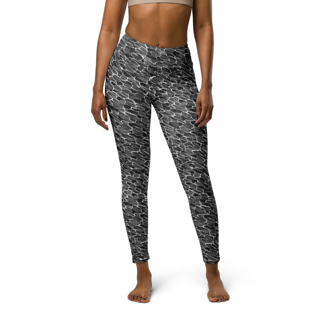 Noir Drift on Yoga Leggings — Front