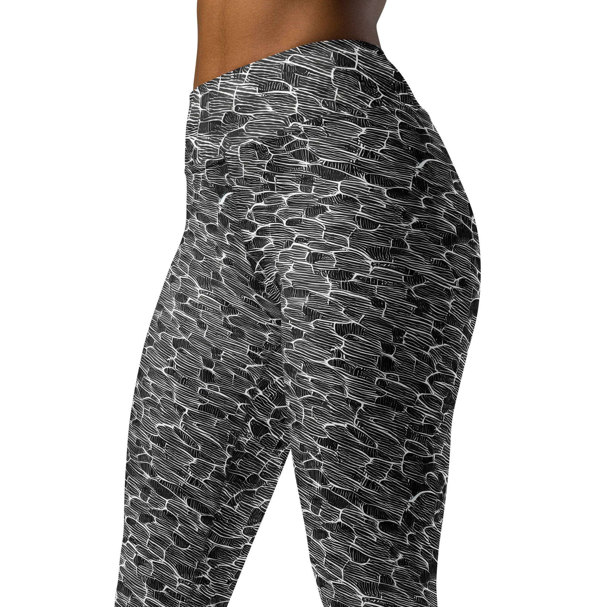 Noir Drift on Yoga Leggings — Left Front