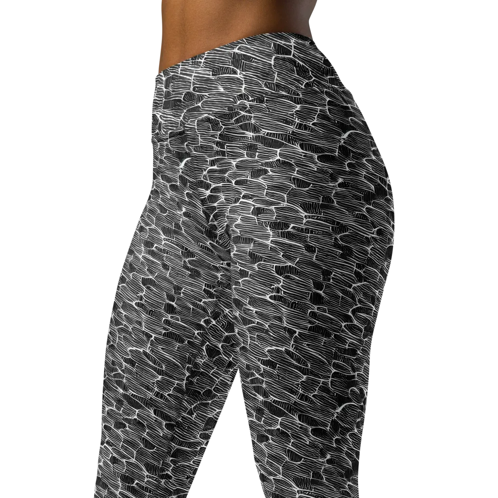 Noir Drift on Yoga Leggings — Left Front