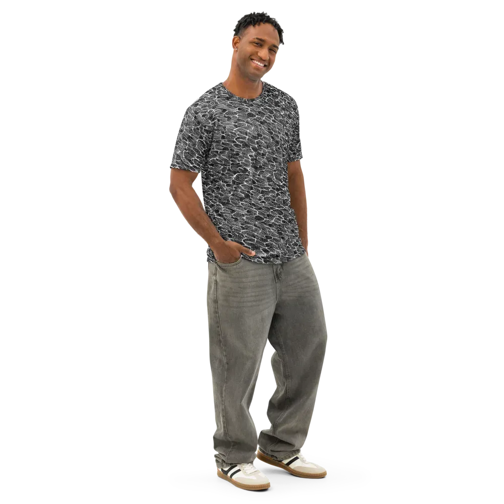 Noir Drift on Men's Cotton Crew Neck T-Shirt — Right Front