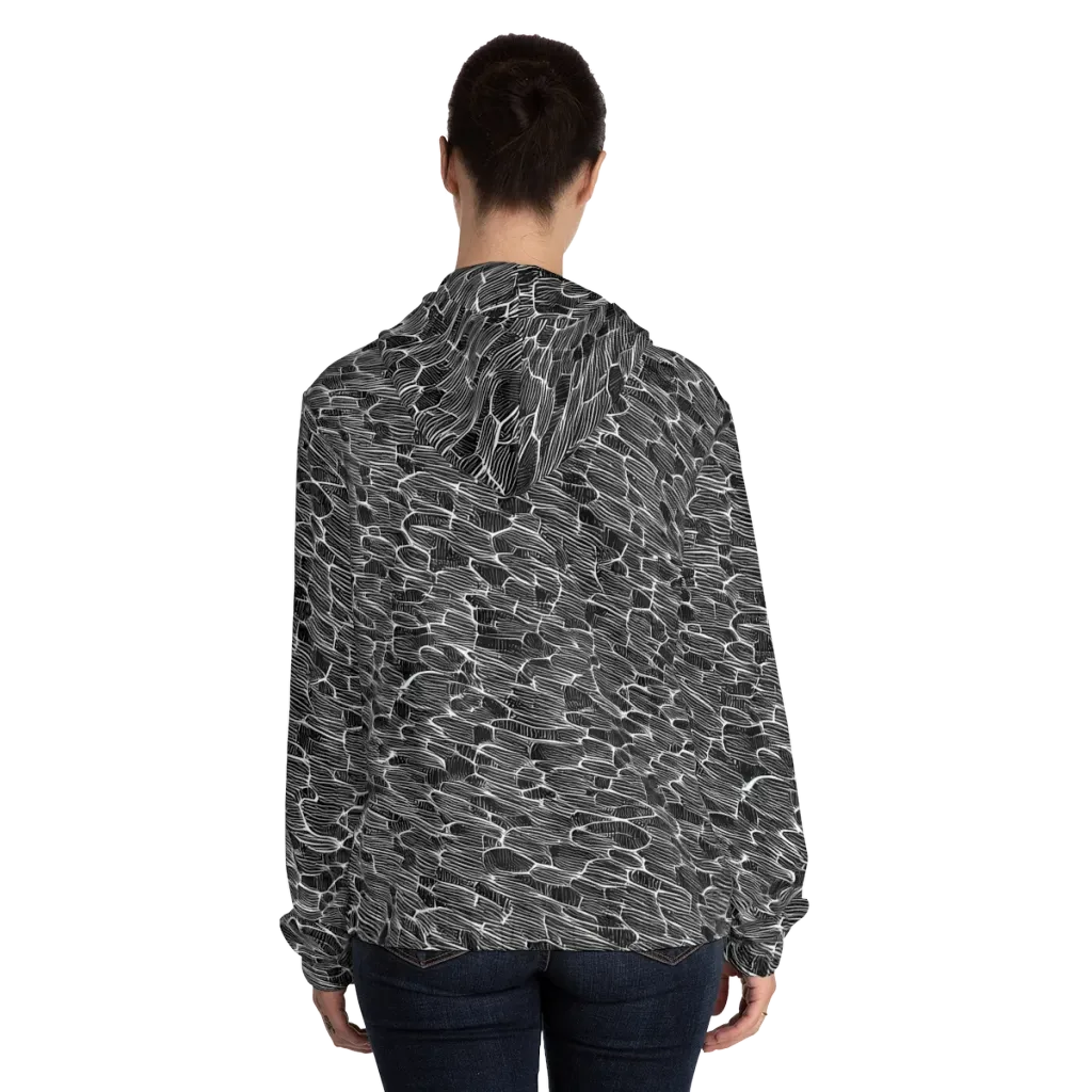 Noir Drift on Women's Full-Zip Hoodie — Back On Person