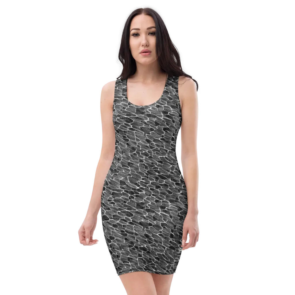Noir Drift on Bodycon Dress — Front