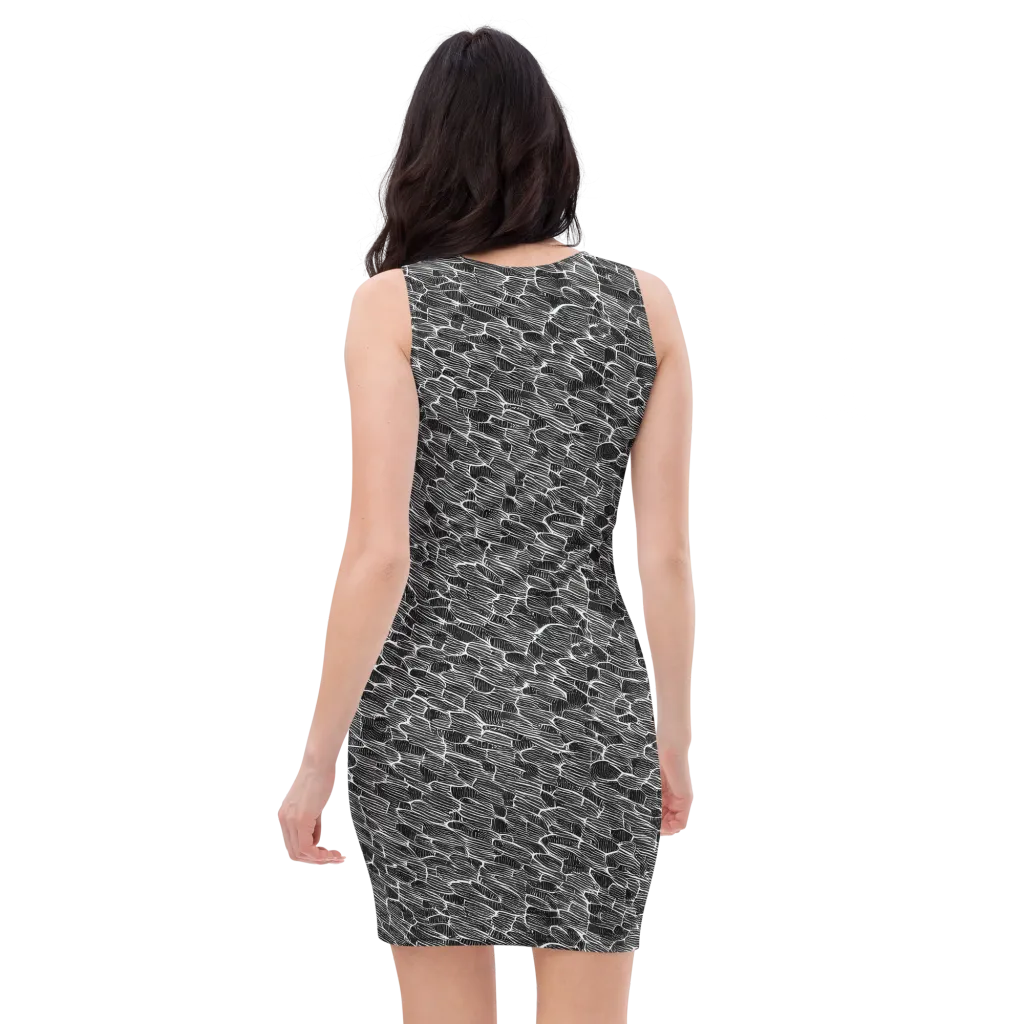 Noir Drift on Bodycon Dress — Back