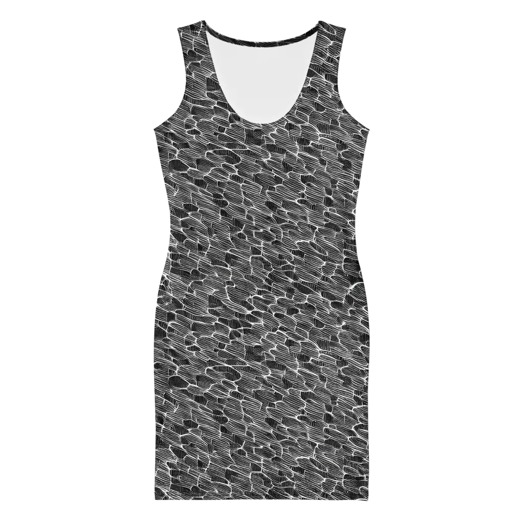 Noir Drift on Bodycon Dress — Front