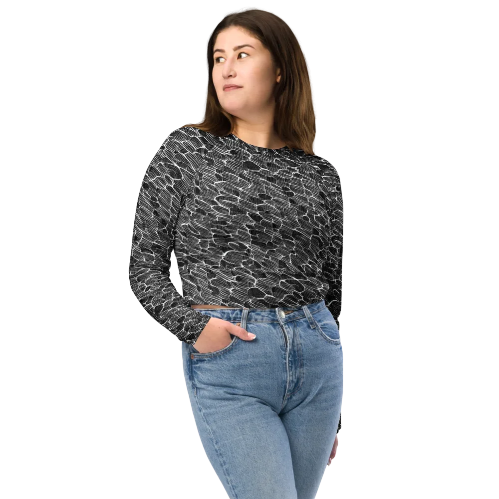 Noir Drift on Long Sleeve Crop Top — Front