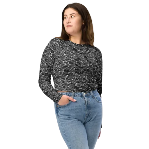 Noir Drift on a Long Sleeve Crop Top