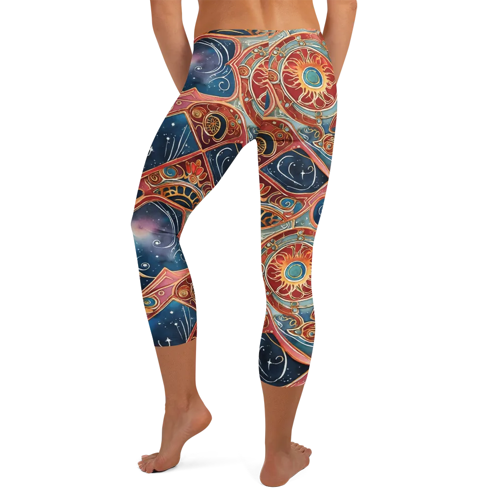 Celestial Filigree on Capri Leggings — Back