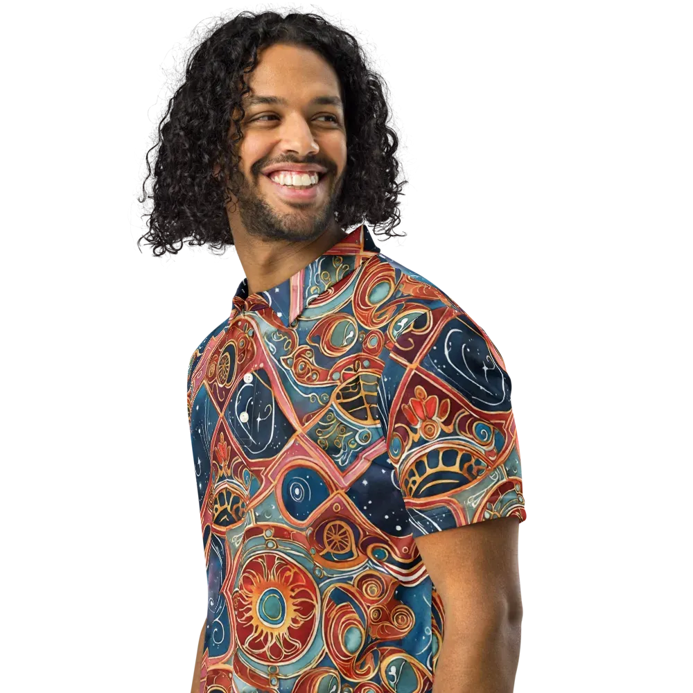 Celestial Filigree on Men's Slim Fit Polo Shirt — Left Front