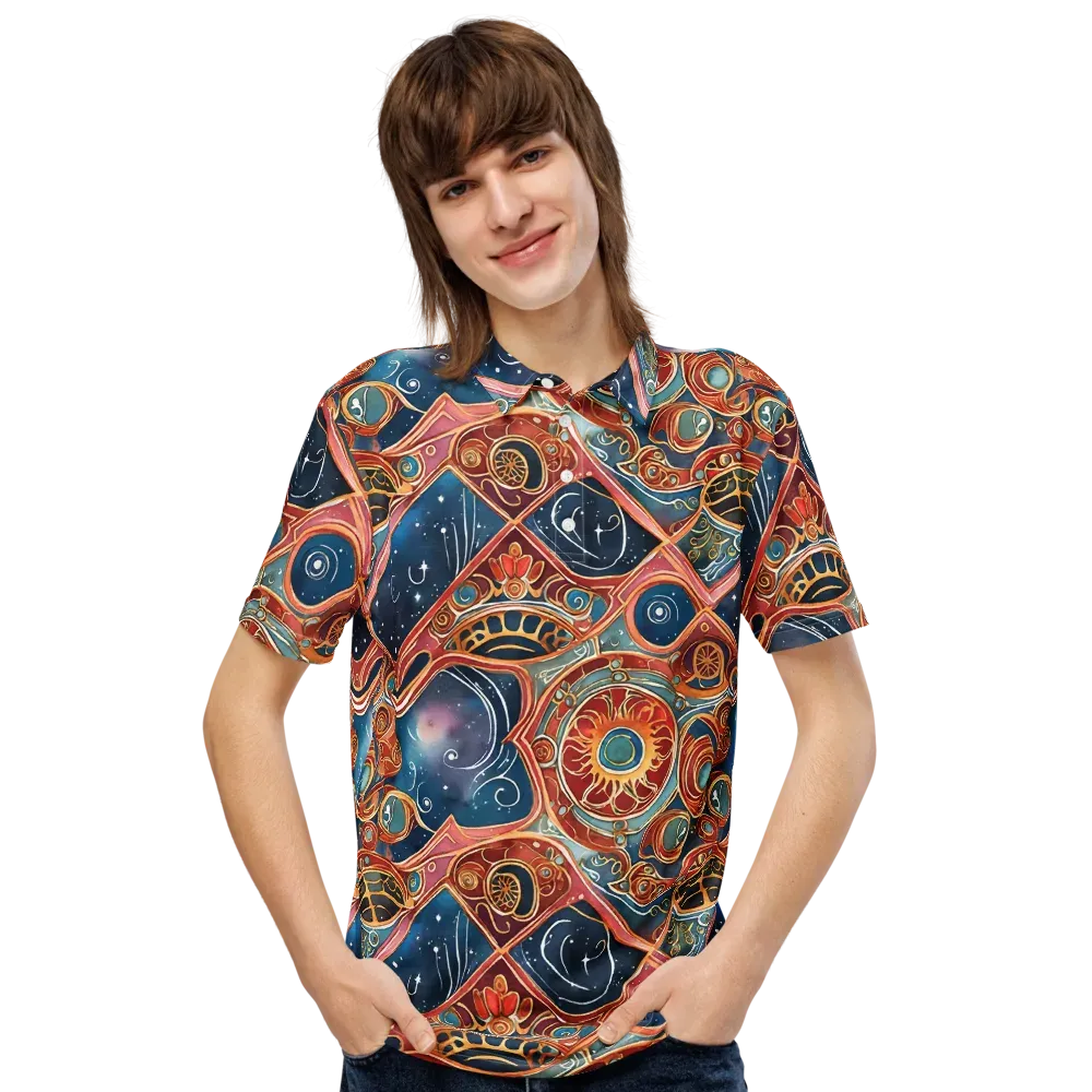 Celestial Filigree on Men's Slim Fit Polo Shirt — Front