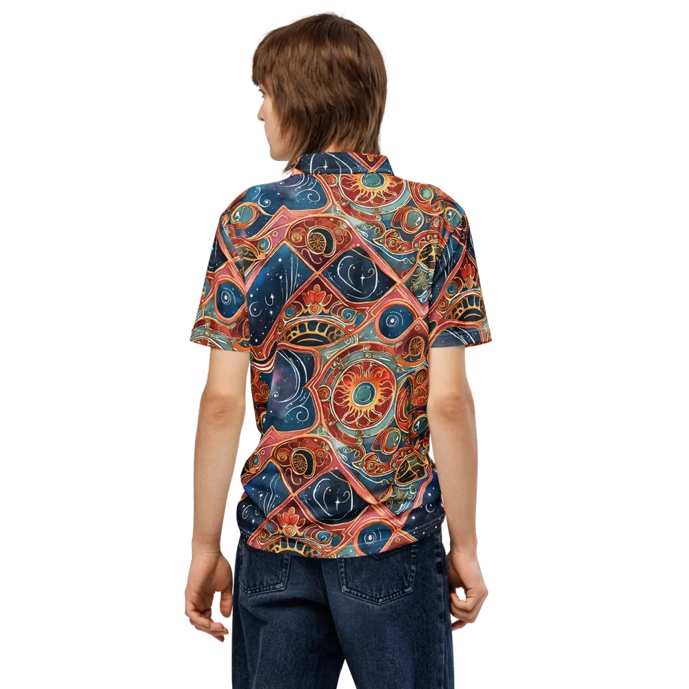 Celestial Filigree on Men's Slim Fit Polo Shirt — Back