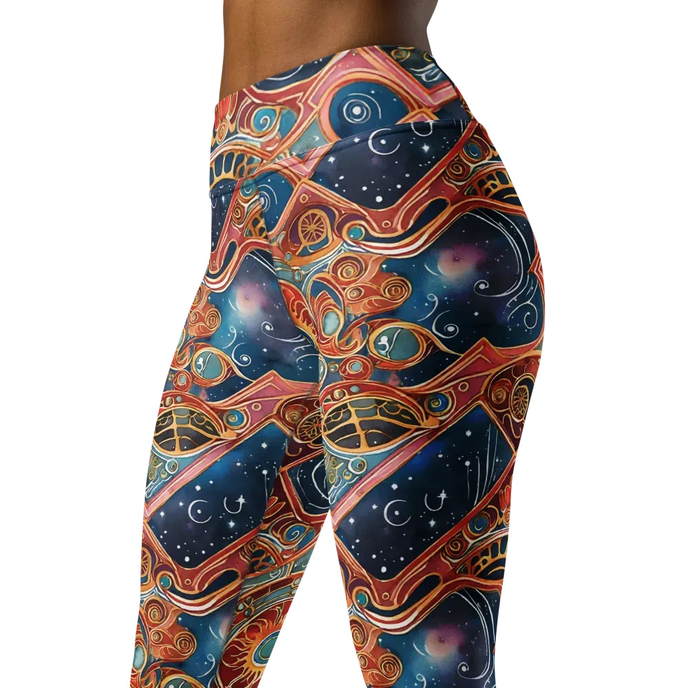 Celestial Filigree on Yoga Leggings — Left Front