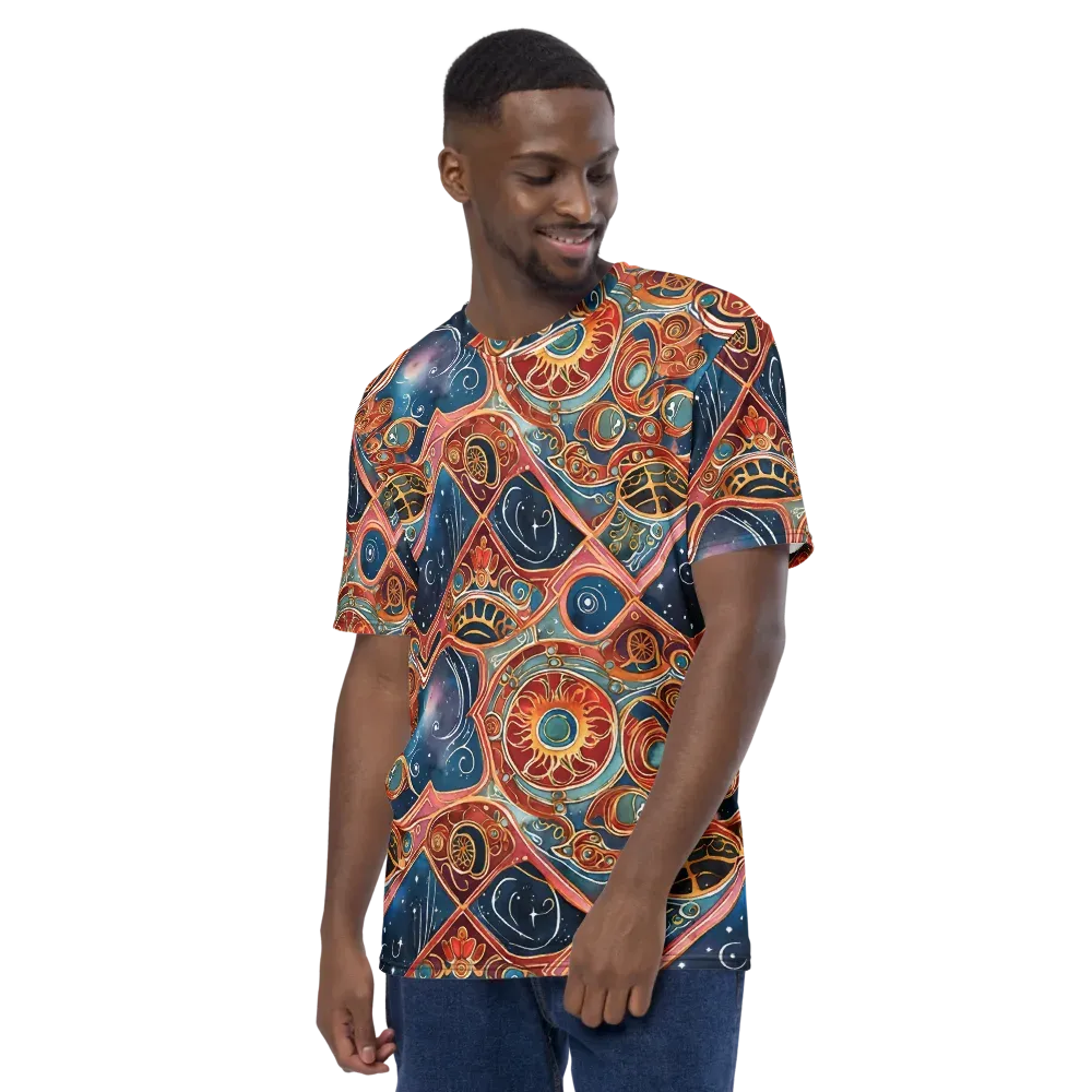 Celestial Filigree on Men's Crew Neck T-Shirt — Left