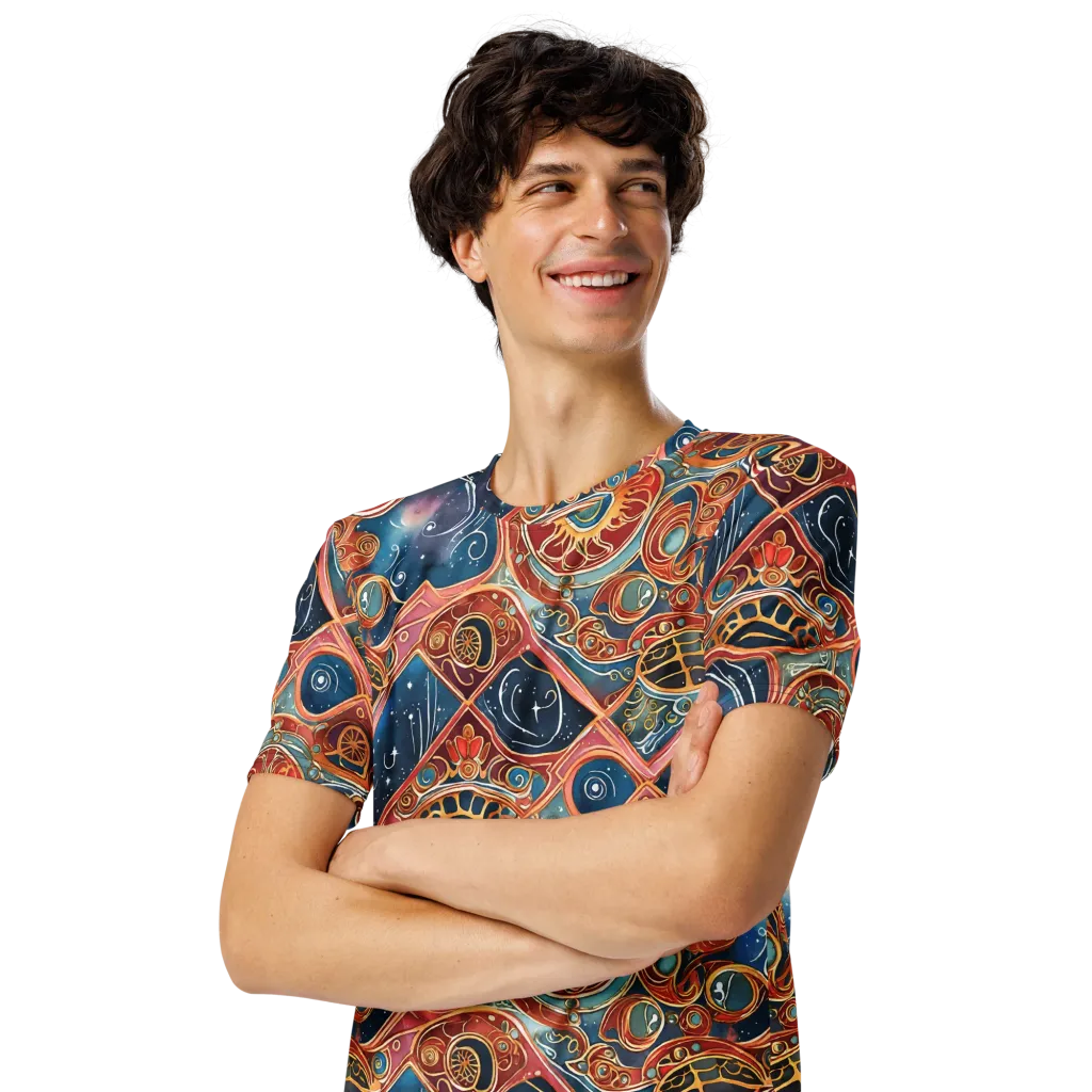 Celestial Filigree on Men's Crew Neck T-Shirt — Left Front