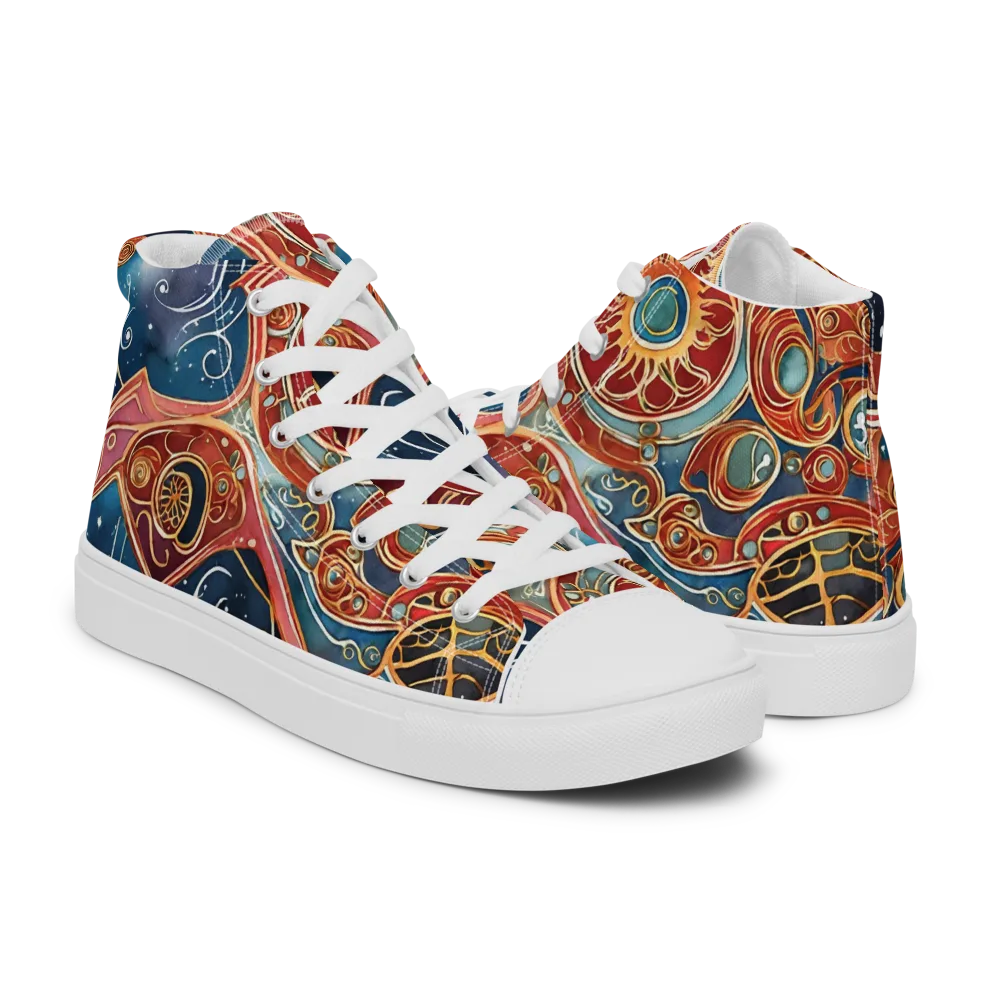 Celestial Filigree on Men's High Top Canvas Shoes — Right