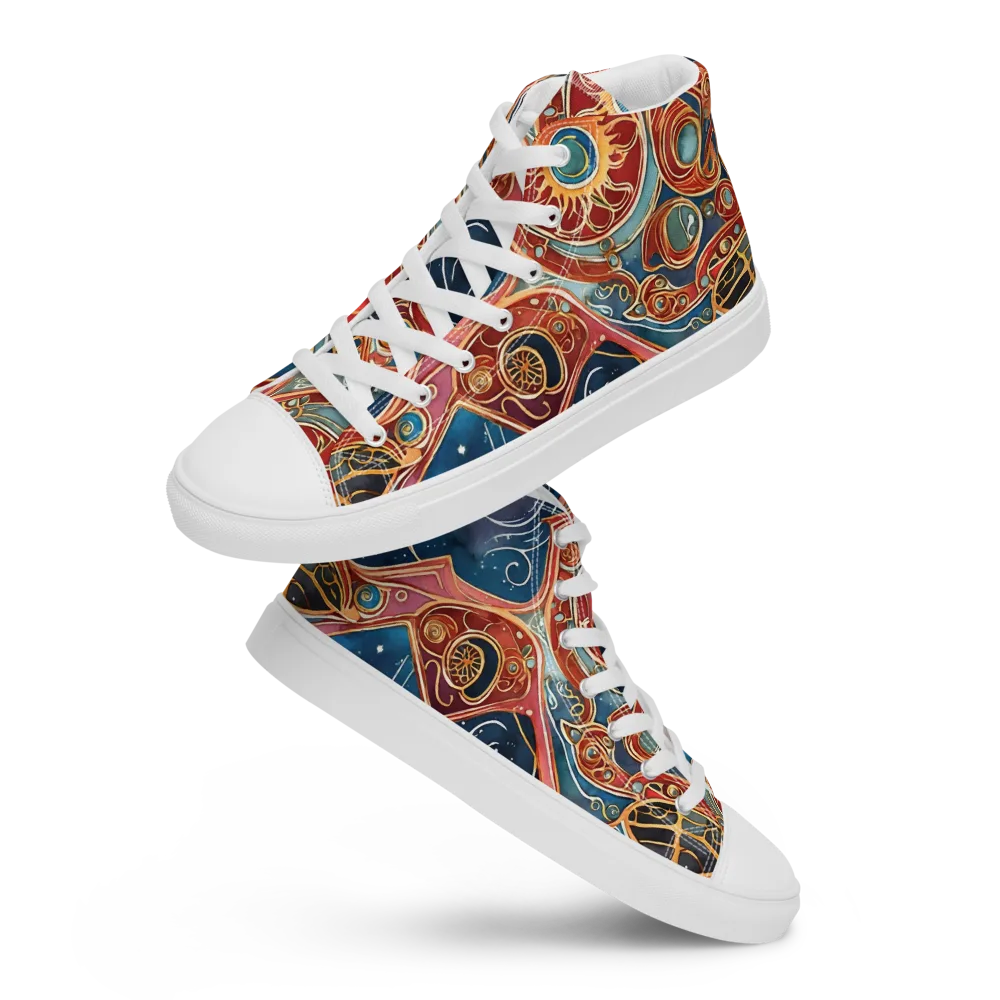 Celestial Filigree on Men's High Top Canvas Shoes — Front