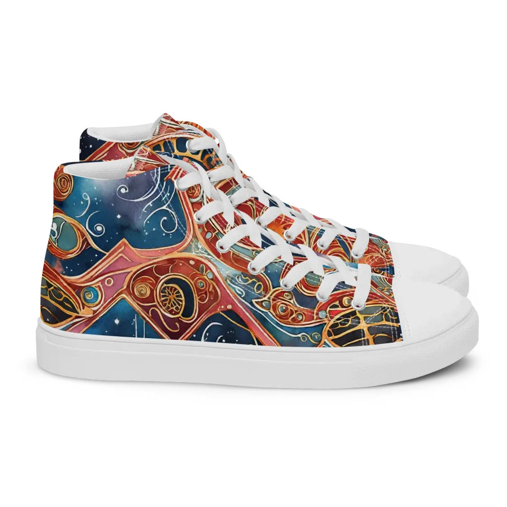 Celestial Filigree on Women's High Top Canvas Shoes — Right