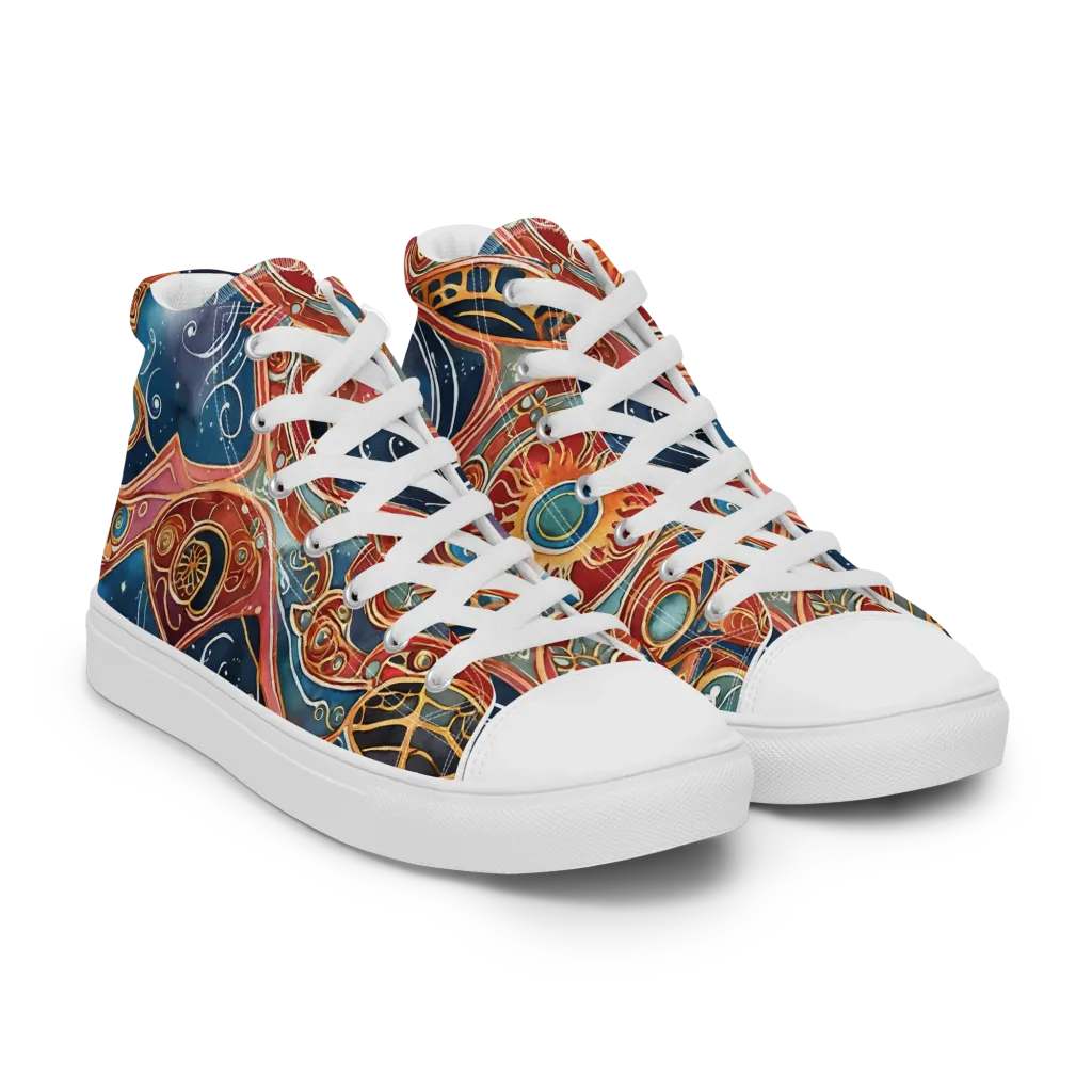 Celestial Filigree on Women's High Top Canvas Shoes — Right Front