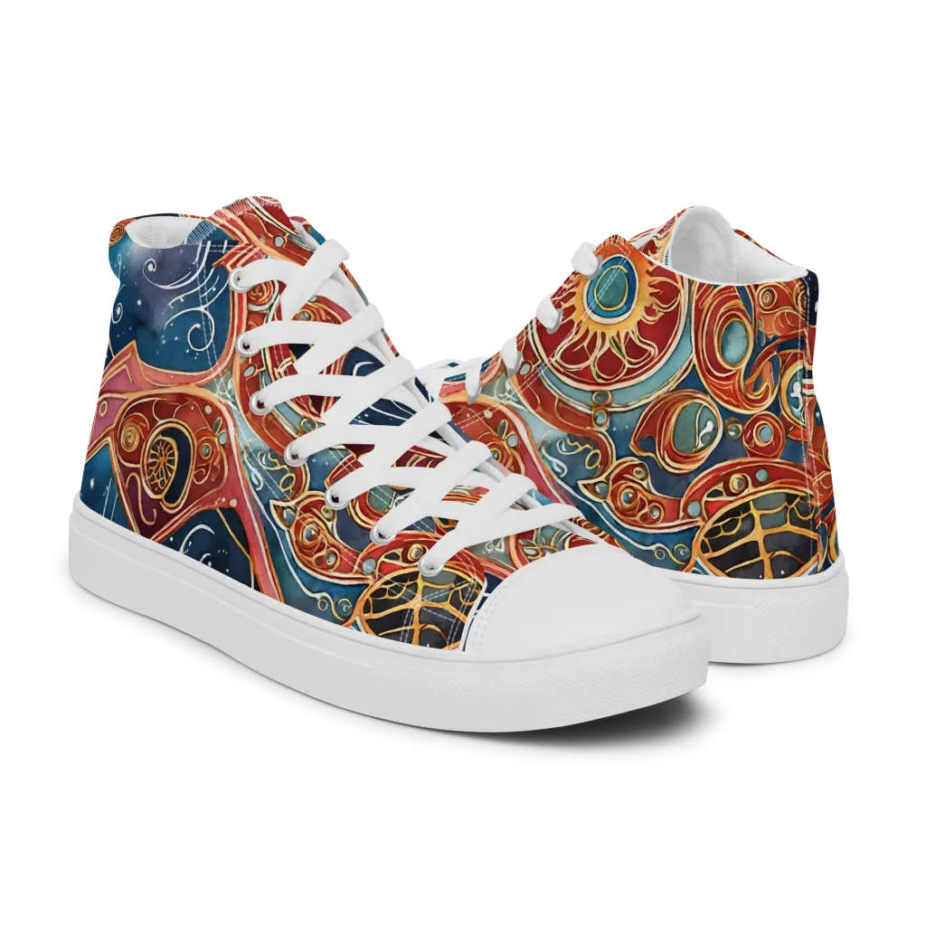Celestial Filigree on Women's High Top Canvas Shoes — Right
