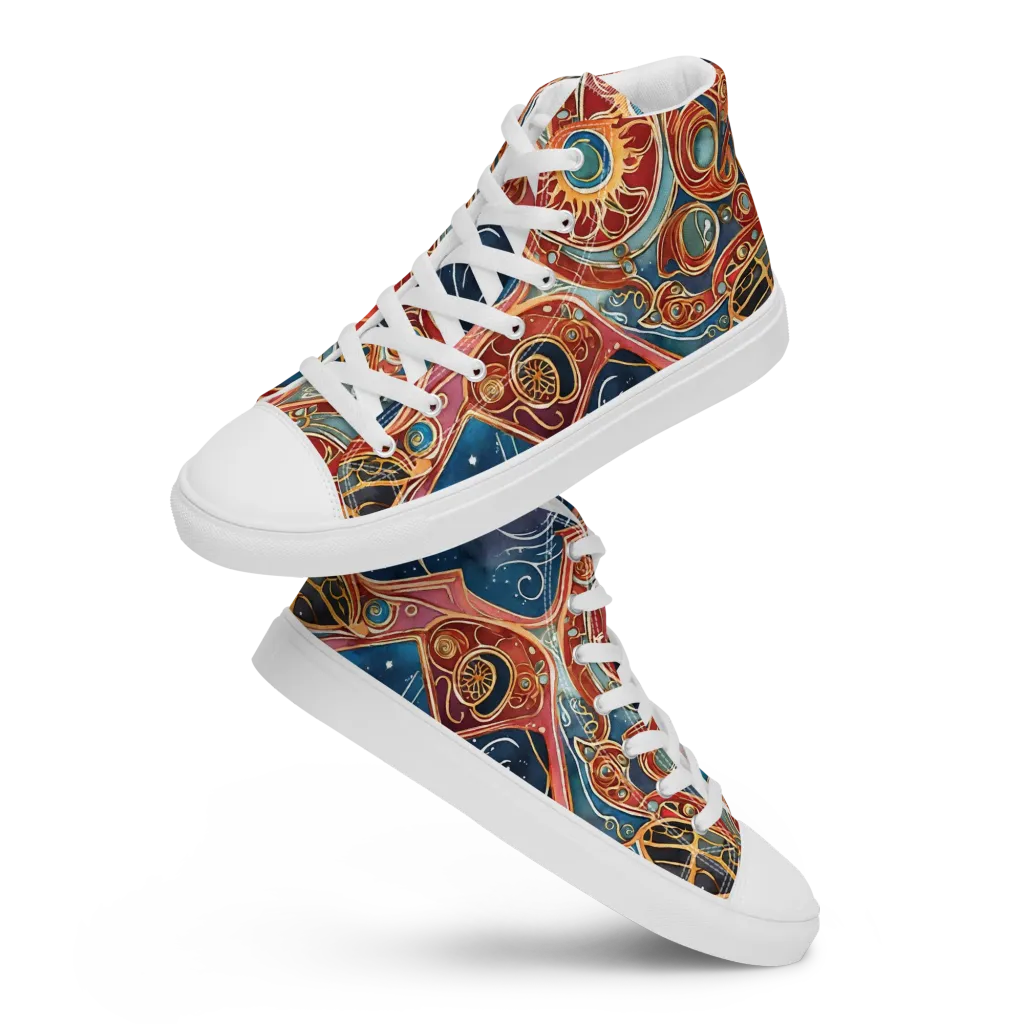 Celestial Filigree on Women's High Top Canvas Shoes — Front