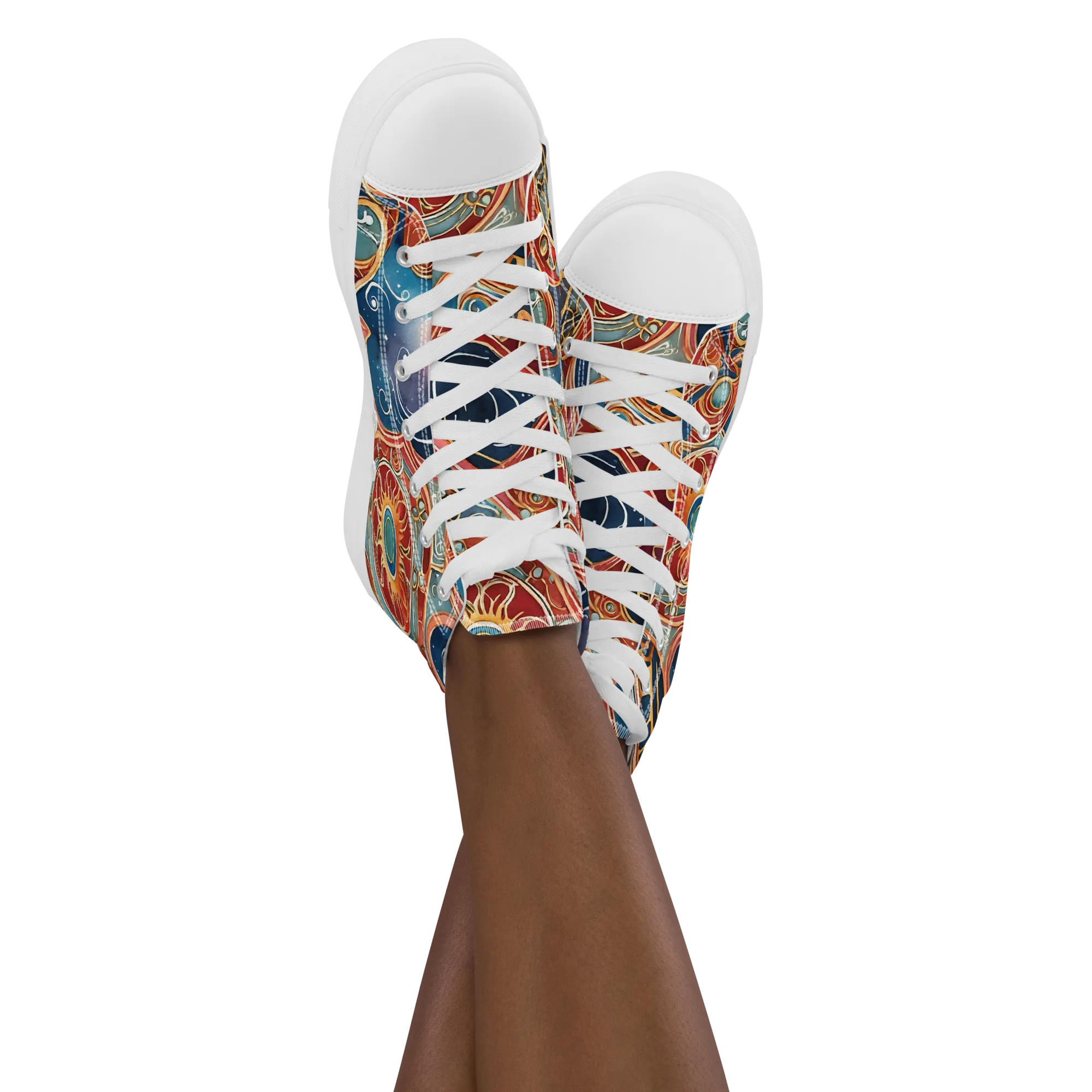 Celestial Filigree on Women's High Top Canvas Shoes — Front