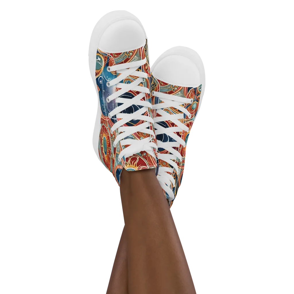 Celestial Filigree on Women's High Top Canvas Shoes — Front