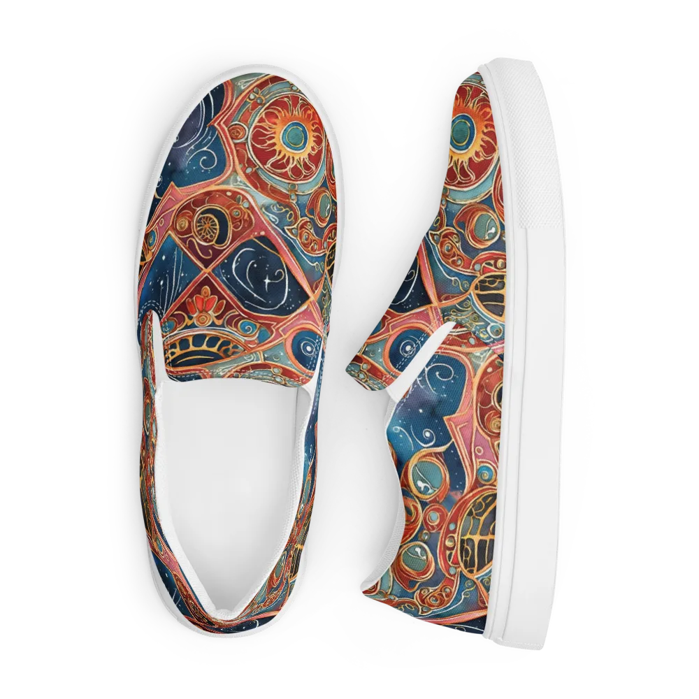 Celestial Filigree on Men's Slip-On Canvas Shoes — Front