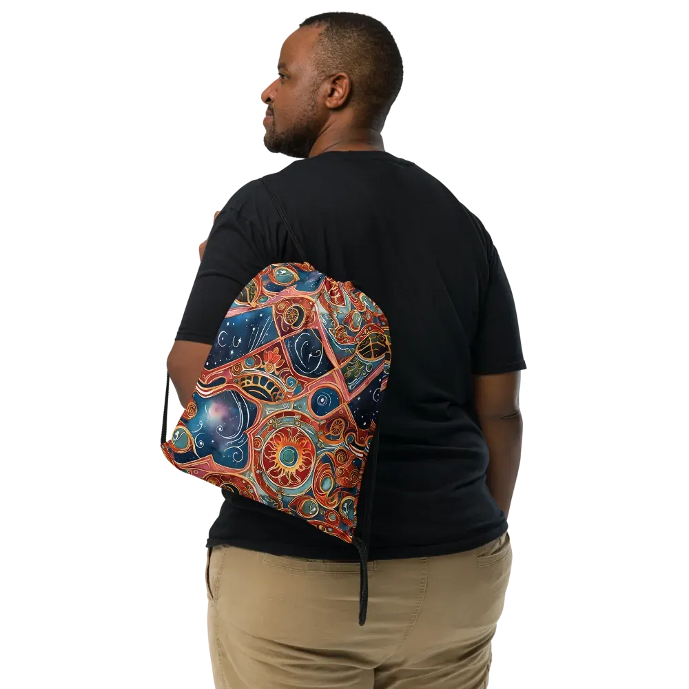 Celestial Filigree on Drawstring Bag — Front