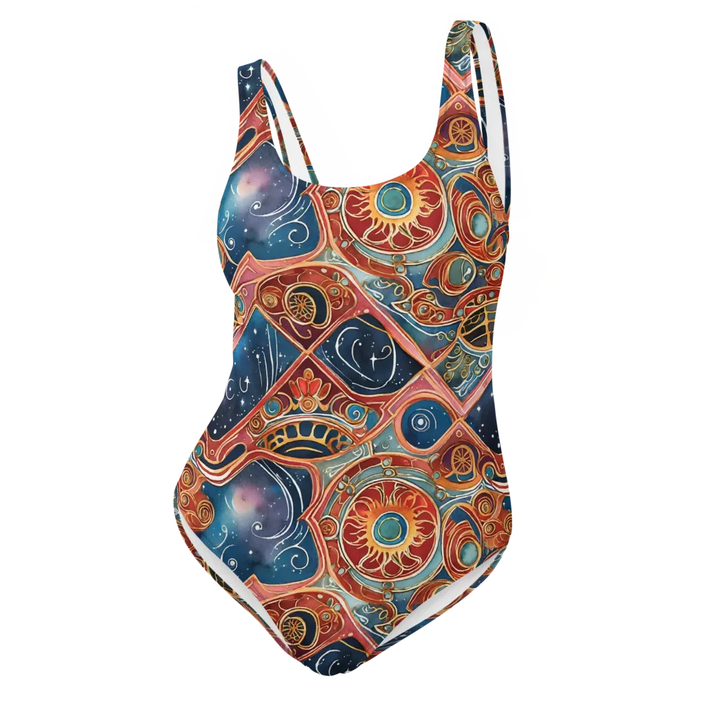 Celestial Filigree on One-Piece Swimsuit — Front