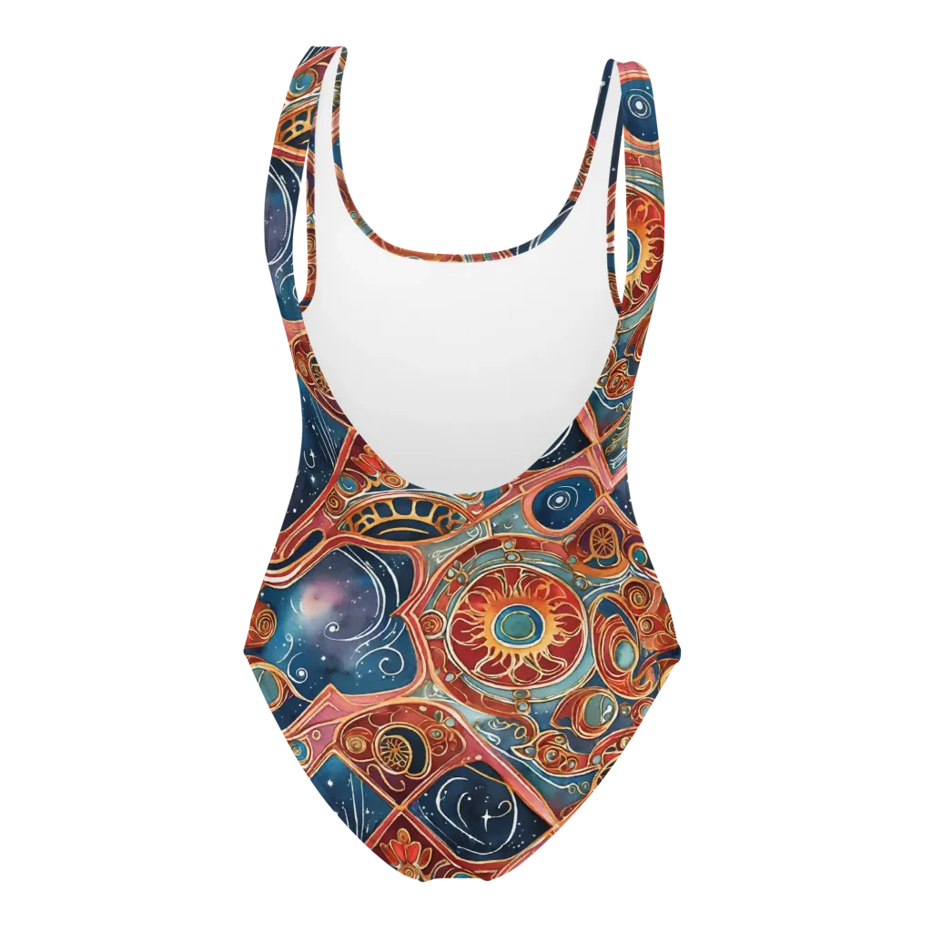 Celestial Filigree on One-Piece Swimsuit — Back