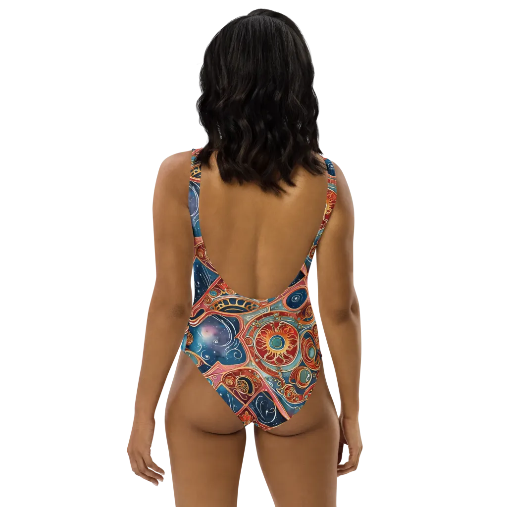Celestial Filigree on One-Piece Swimsuit — Back