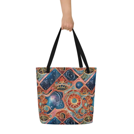 Celestial Filigree on a Large Tote Bag W/ Pocket