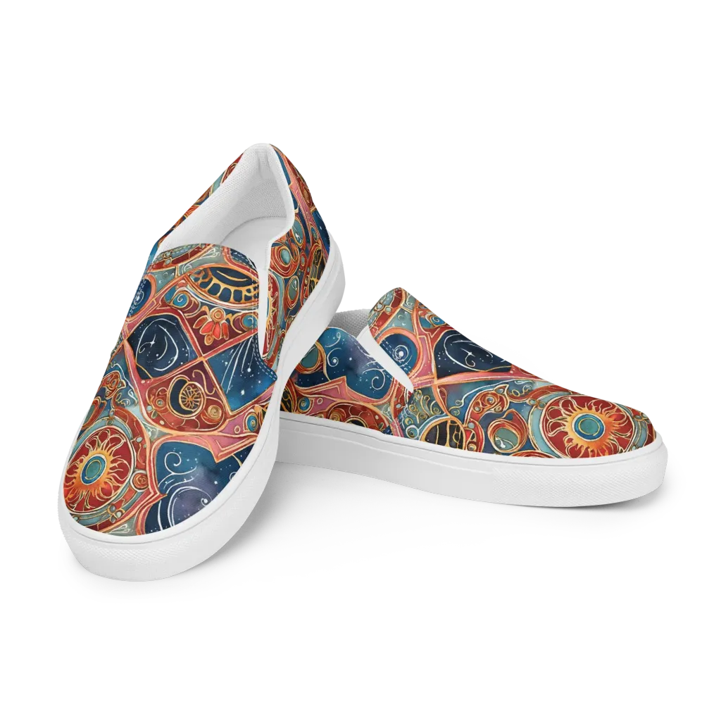 Celestial Filigree on Women's Slip-On Canvas Shoes — Left Front