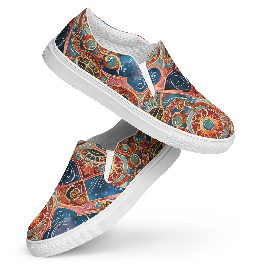 Celestial Filigree on Women's Slip-On Canvas Shoes — Front