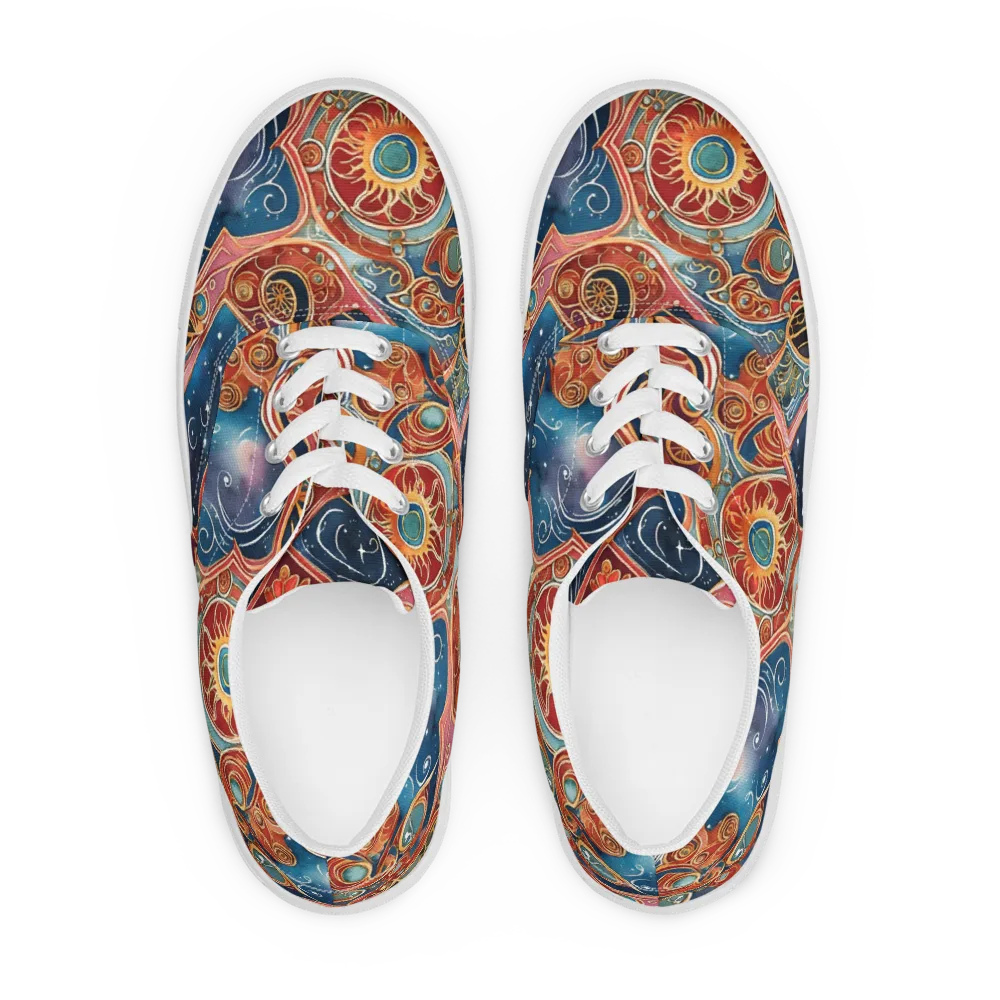 Celestial Filigree on Men's Lace-Up Canvas Shoes — Front