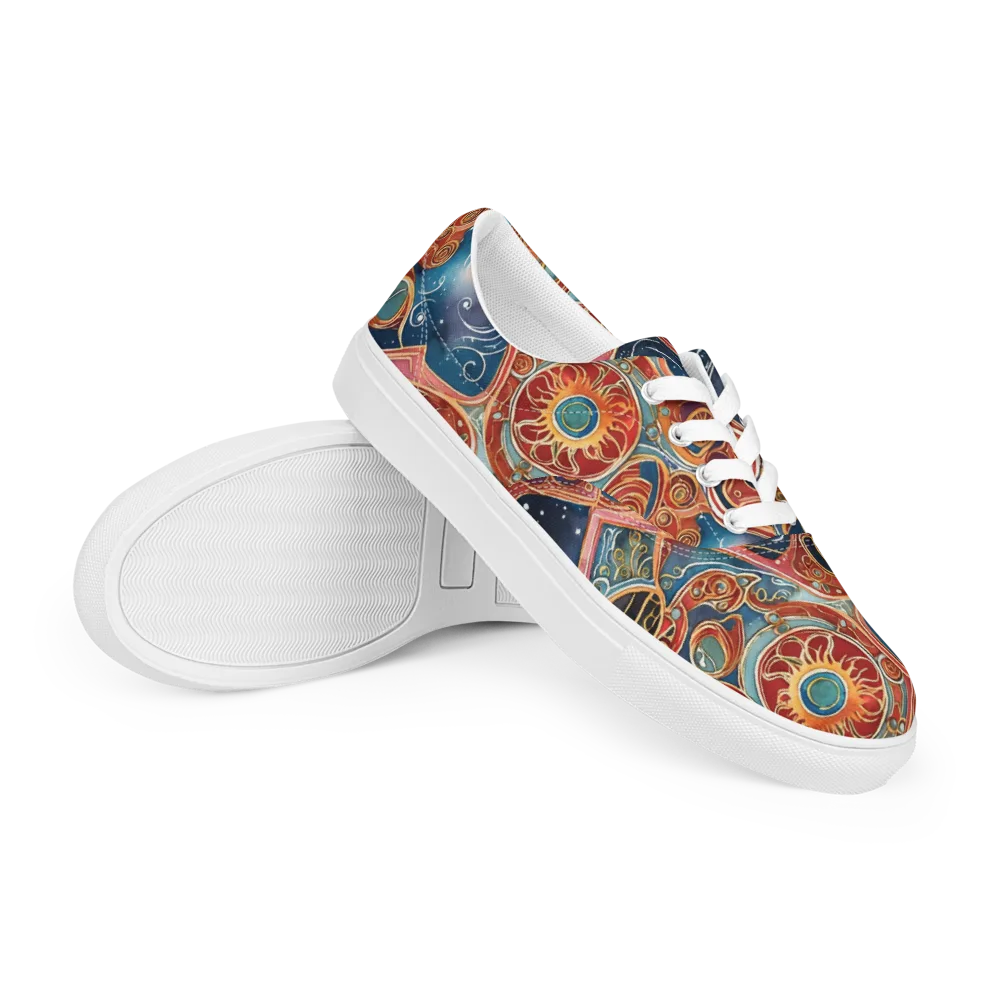 Celestial Filigree on Men's Lace-Up Canvas Shoes — Right Front