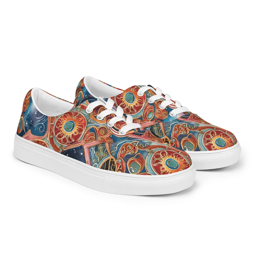 Celestial Filigree on Men's Lace-Up Canvas Shoes — Right Front