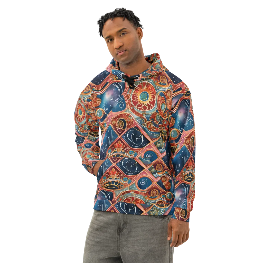 Celestial Filigree on Cotton Hoodie — Left Front