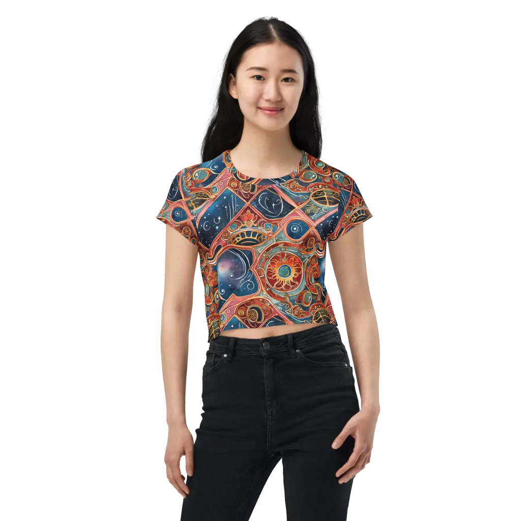 Celestial Filigree on Crop Tee — Front
