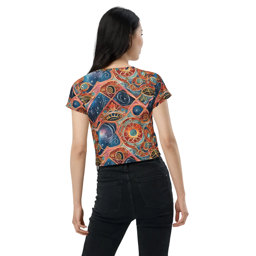 Celestial Filigree on Crop Tee — Back