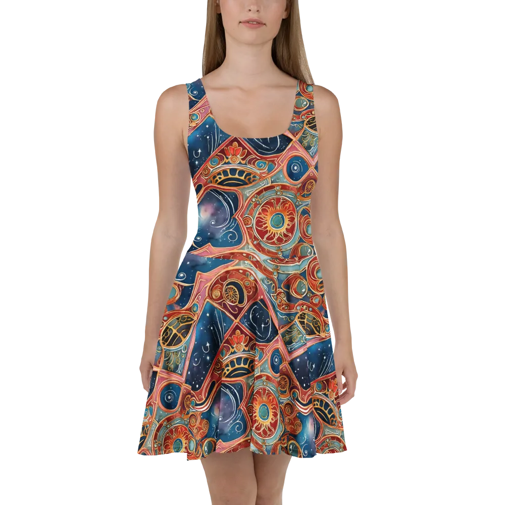 Celestial Filigree on Skater Dress — Front