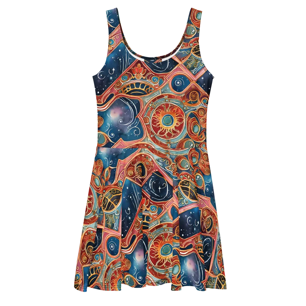 Celestial Filigree on Skater Dress — Front