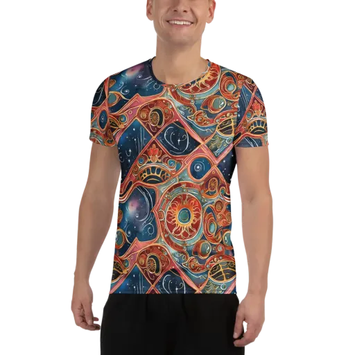 Celestial Filigree on a Men's Athletic T-Shirt