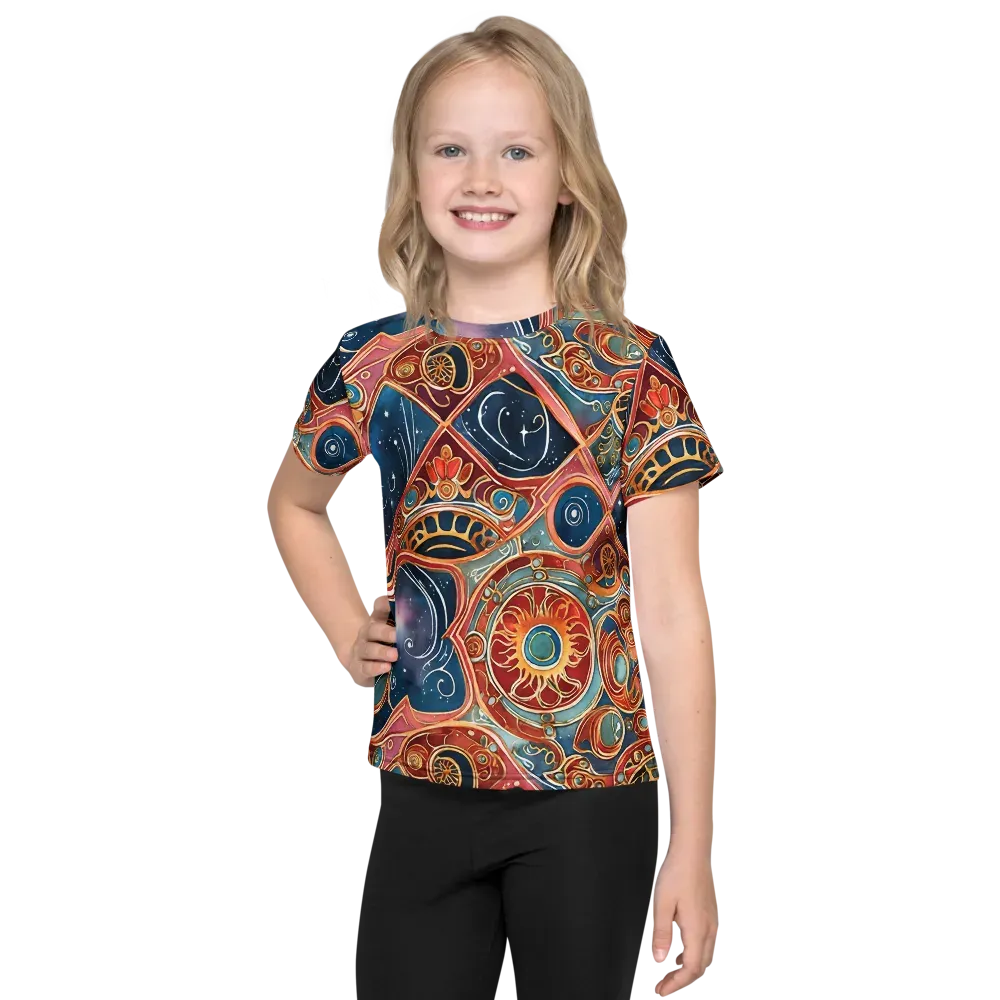 Celestial Filigree on Kids Crew Neck T-Shirt — Front
