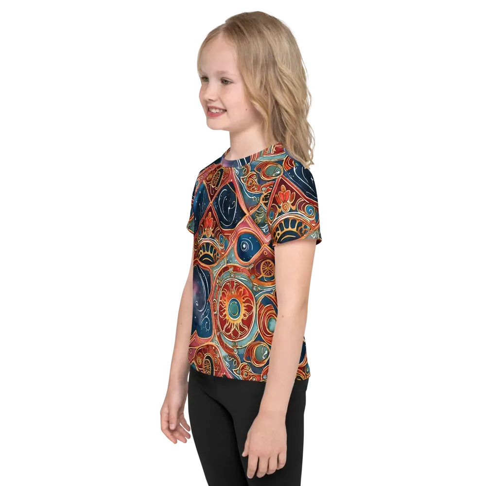 Celestial Filigree on Kids Crew Neck T-Shirt — Left