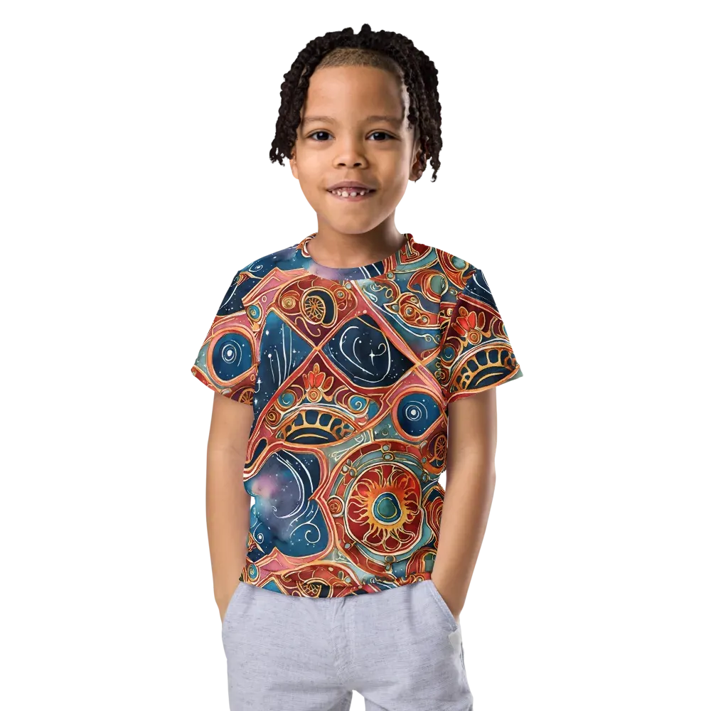 Celestial Filigree on Kids Crew Neck T-Shirt — Front