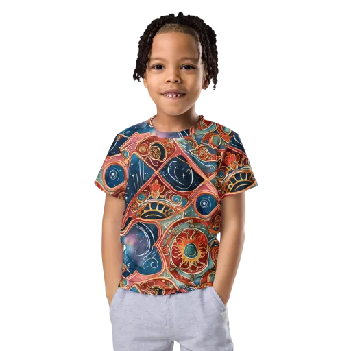 Celestial Filigree on a Kids Crew Neck T-Shirt