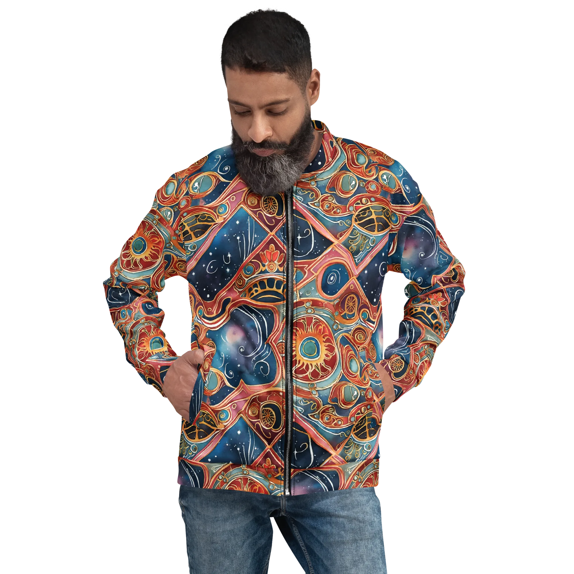 Celestial Filigree on Bomber Jacket — Front