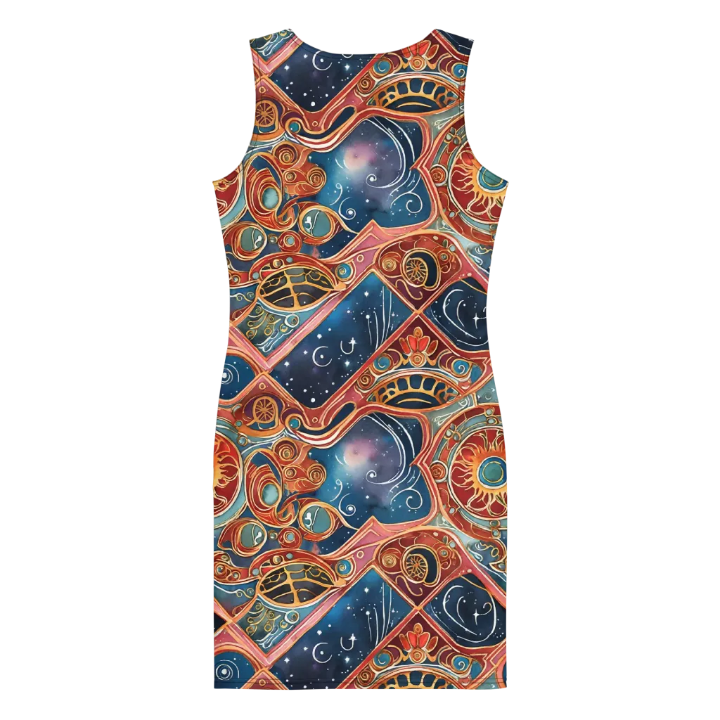 Celestial Filigree on Bodycon Dress — Back