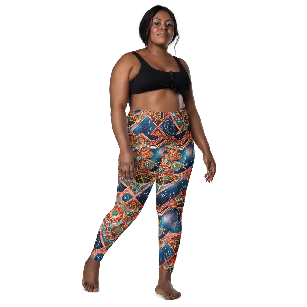 Celestial Filigree on Leggings with Pockets — Front